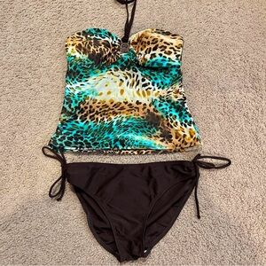 COCO CABANA leopard halter top & brown bikini